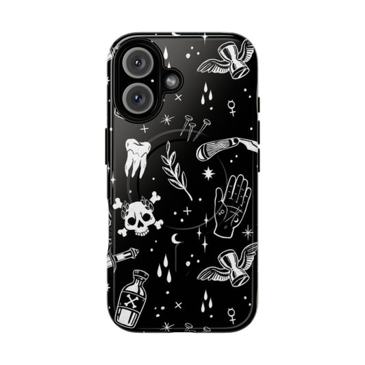 Mystical occult-themed phone case with dark, gothic designs