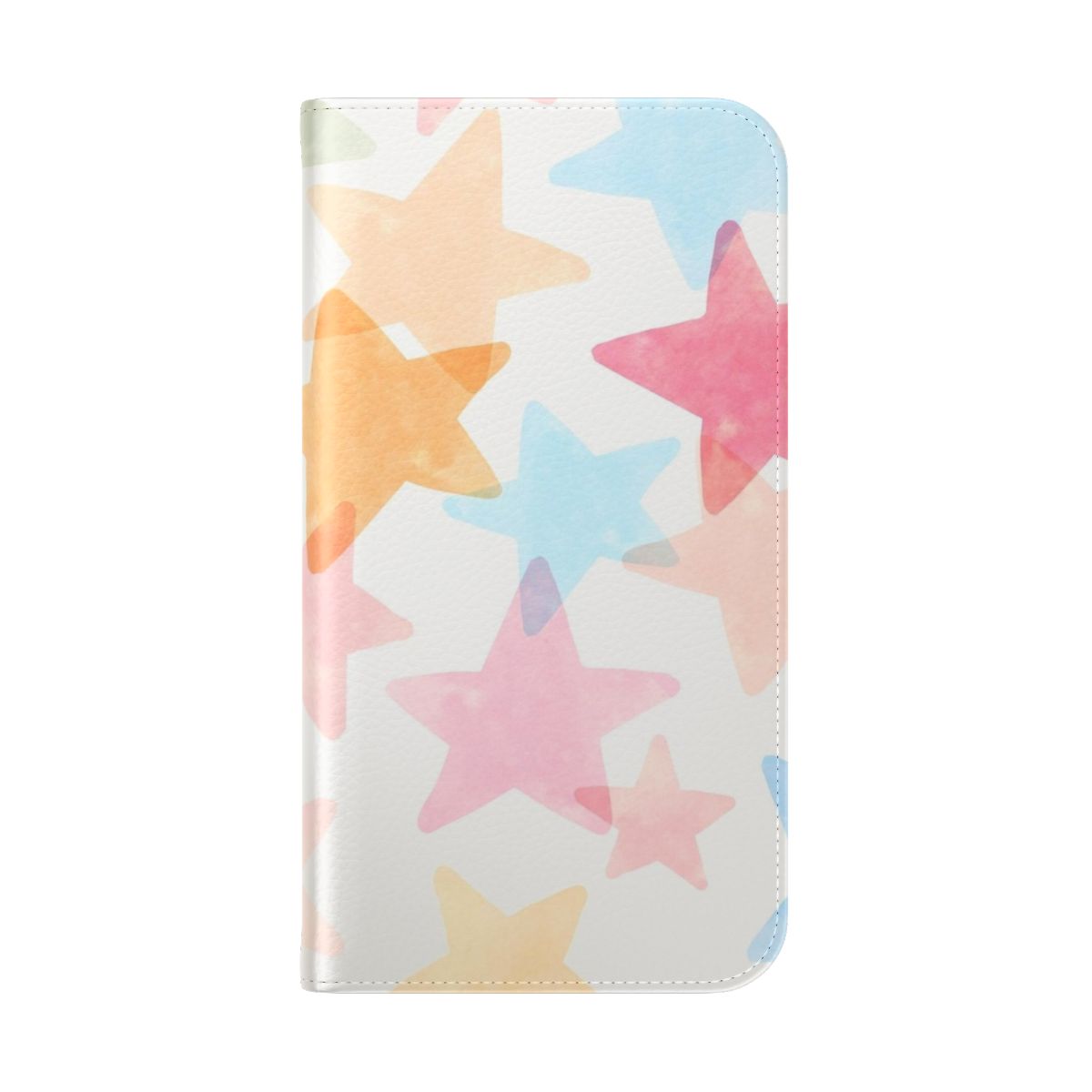 A colorful phone case featuring a star pattern design - Folded Back