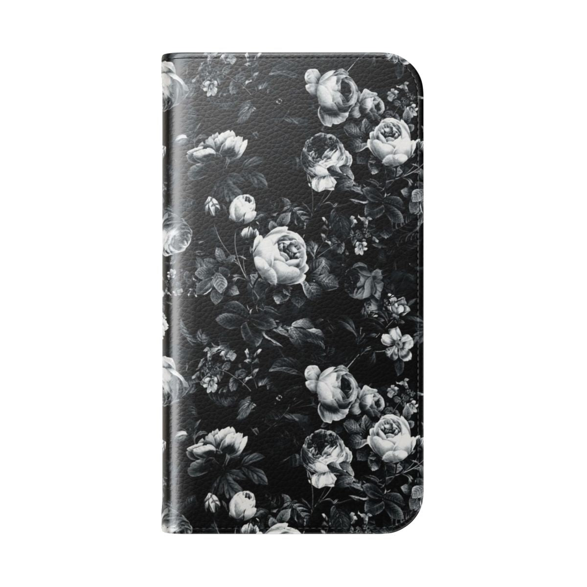 Stylish black and white rose pattern phone case - Folded Back