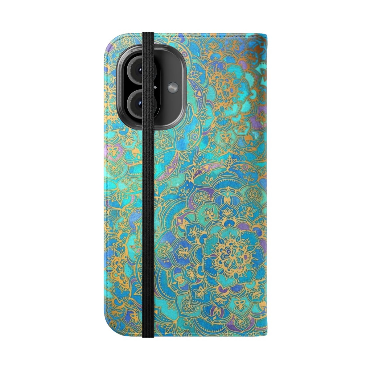 Colorful mandala pattern phone case with a stained glass design - Folded Front