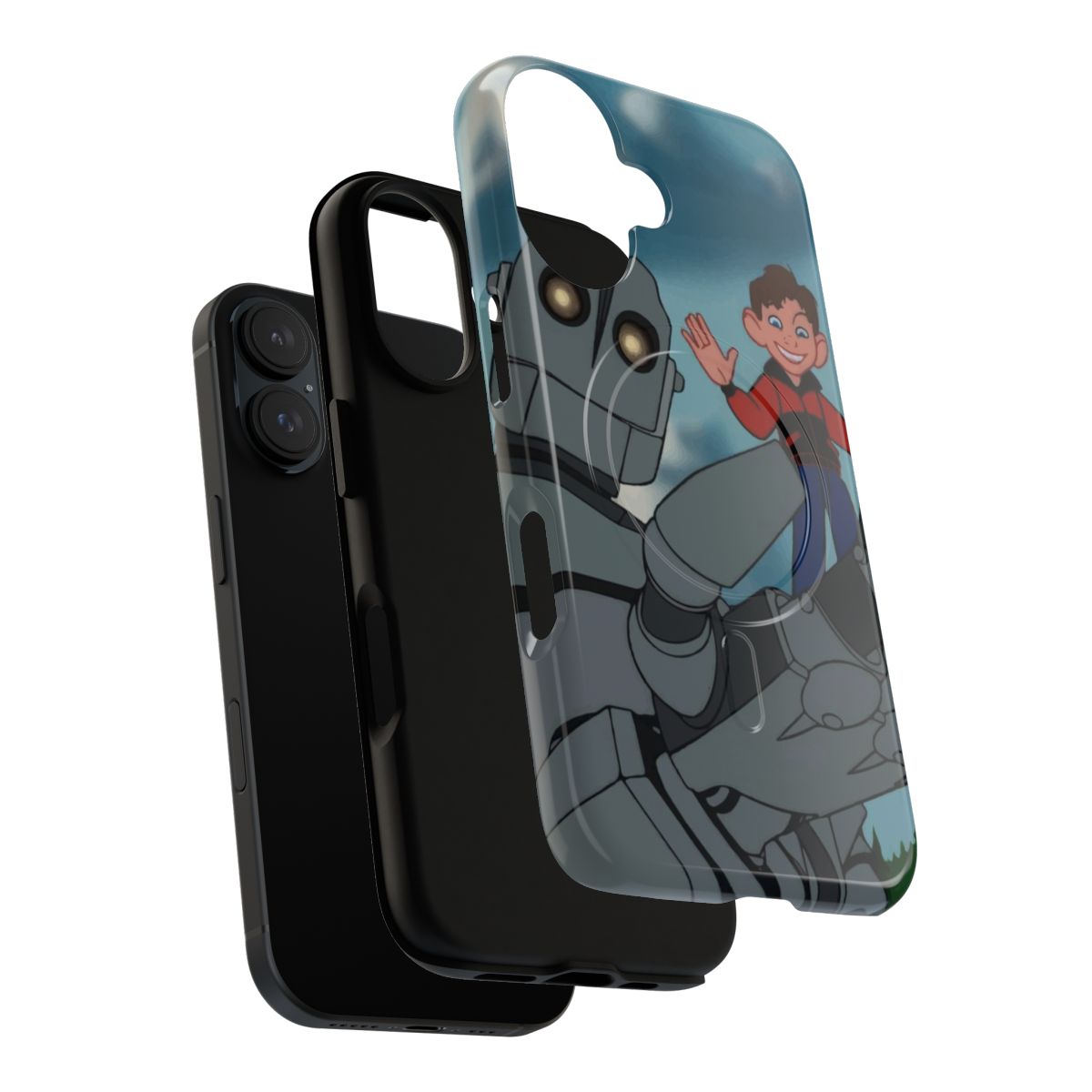 Magnetic tough phone case with an Iron Giant robot design - Layers