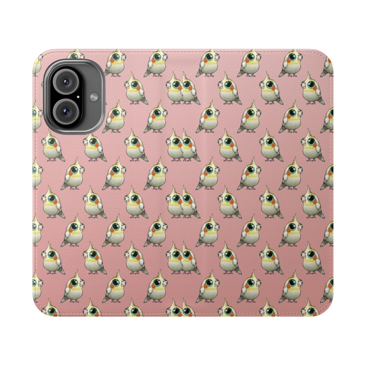 Cute round cockatiel bird design phone case