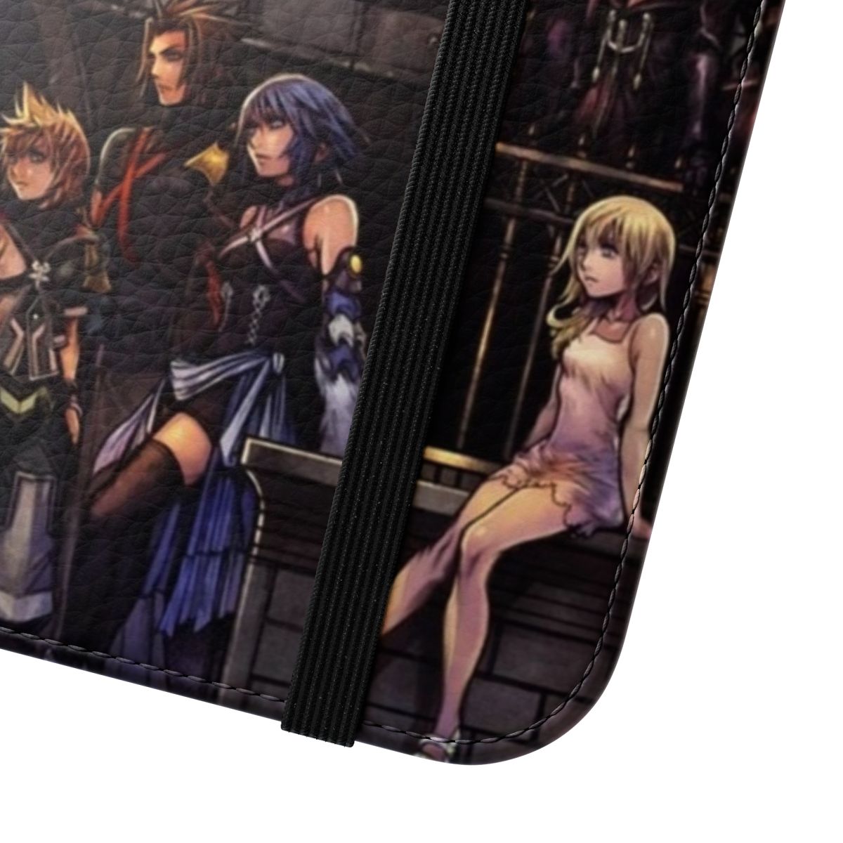 Kingdom Hearts 3 inspired flip cover phone case with Sora, Donald, and Goofy - Close Up