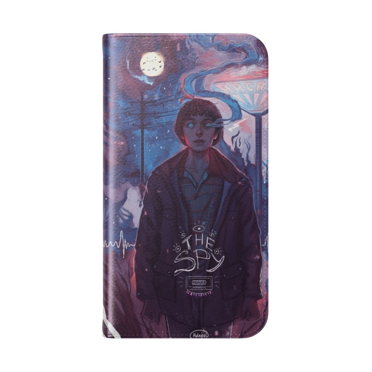 Stranger Things-themed flip cover phone case featuring the character Will Byers - Folded Back