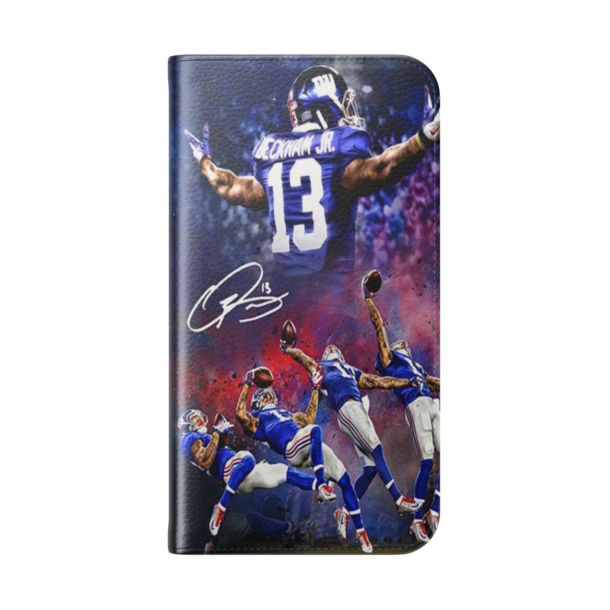 Customizable flip cover phone case with football-inspired design - Folded Back