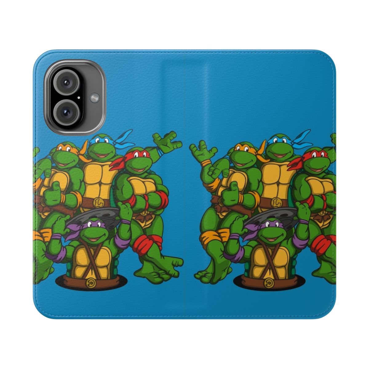 Retro-styled phone case cover with Ninja Turtles characters