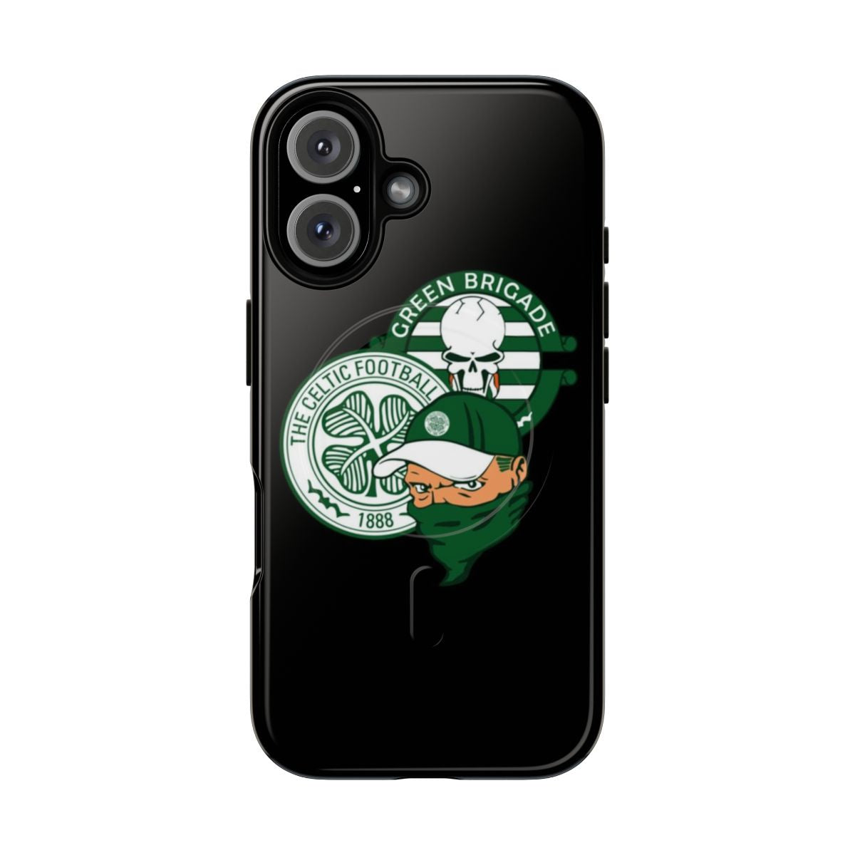 Durable magnetic phone case featuring a custom Celtic Ultras-inspired design