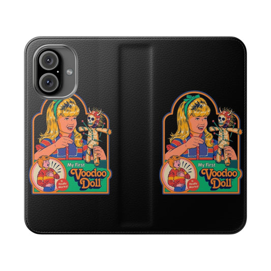 Vintage-style voodoo doll phone case with a retro and nostalgic design