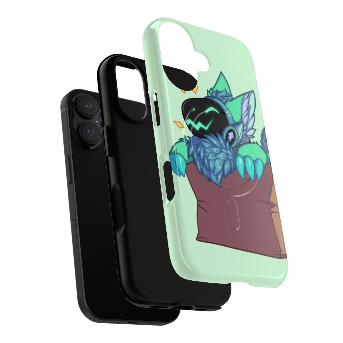 Protogen-themed phone case with a green, futuristic design - Layers