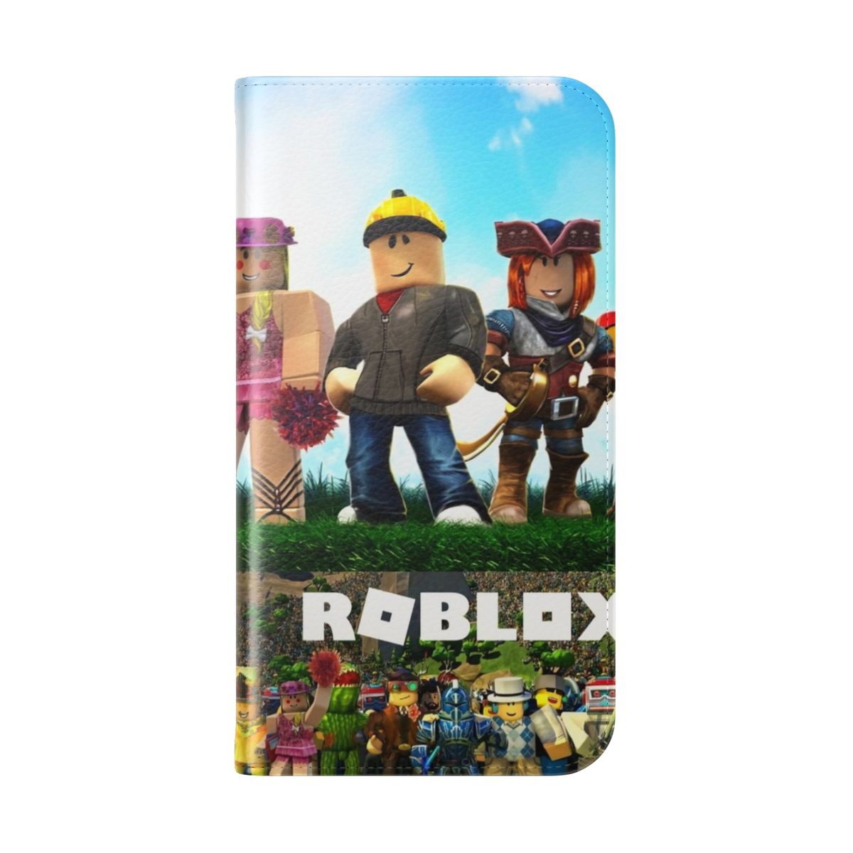 Roblox building games themed mobile phone protective flip cover case - Folded Back