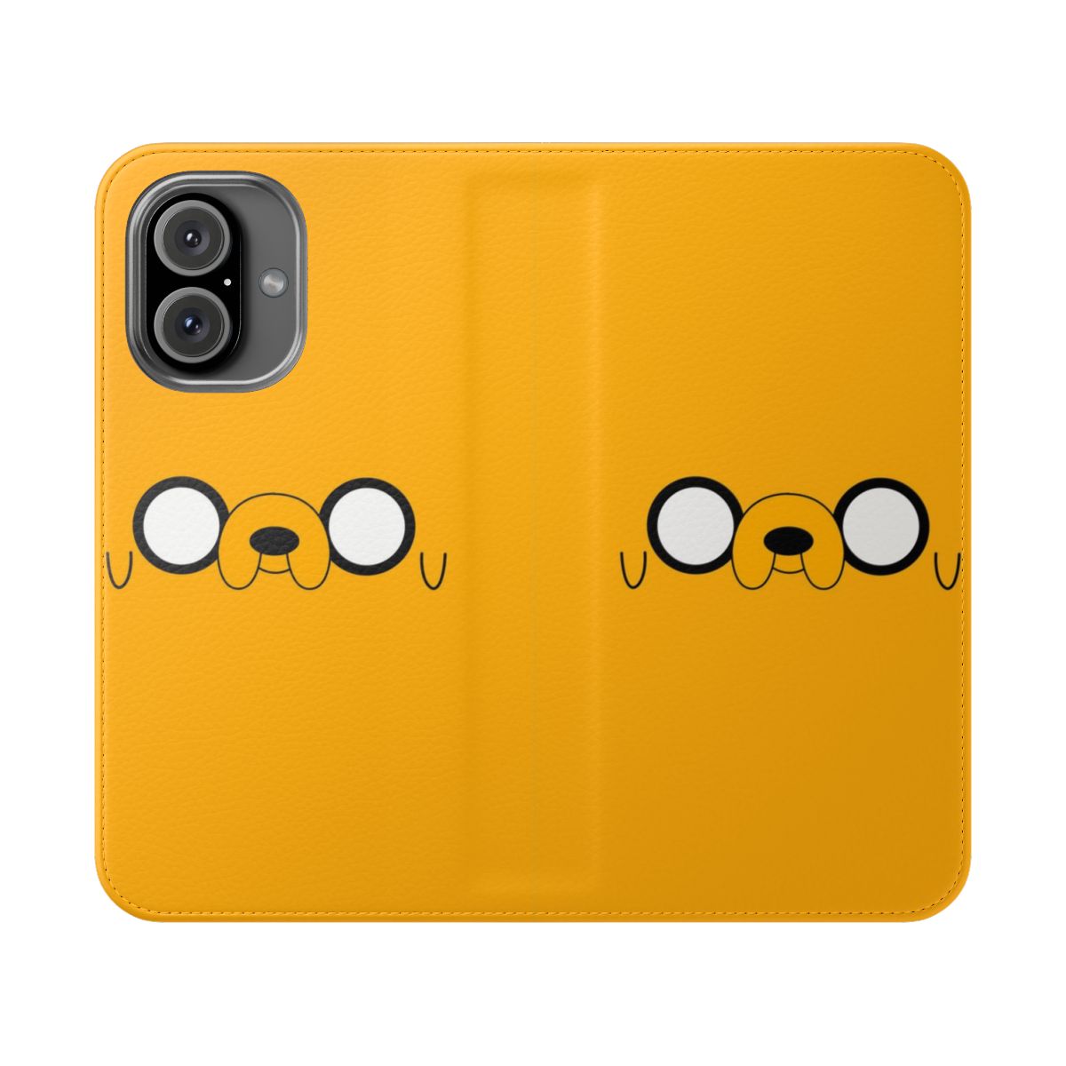 Adventure Time-inspired flip cover phone case featuring Jake the Dog's eyes