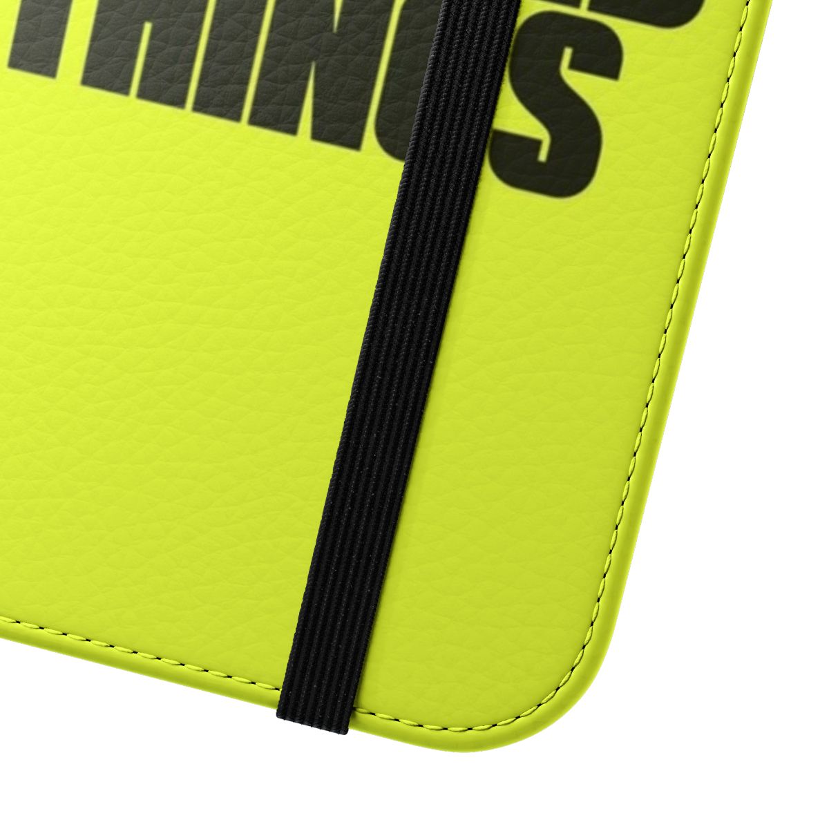 Lime green flip phone case with Chromatica-inspired design - Close Up