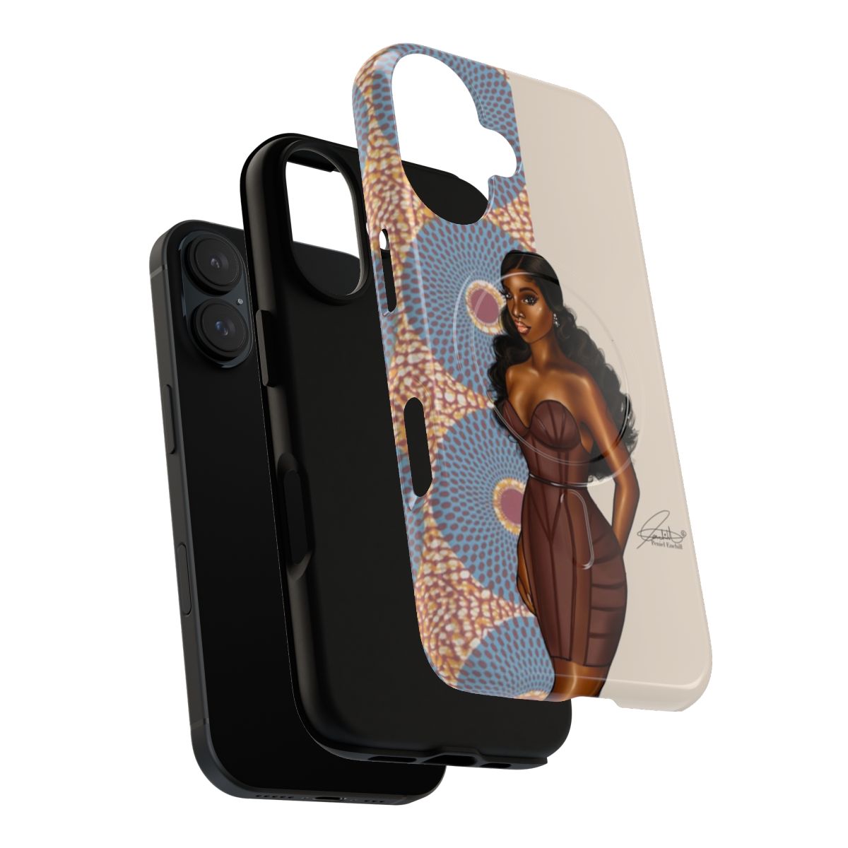 Melanin Goddess Magnetic Tough Phone Case featuring a vibrant black girl magic design - Layers