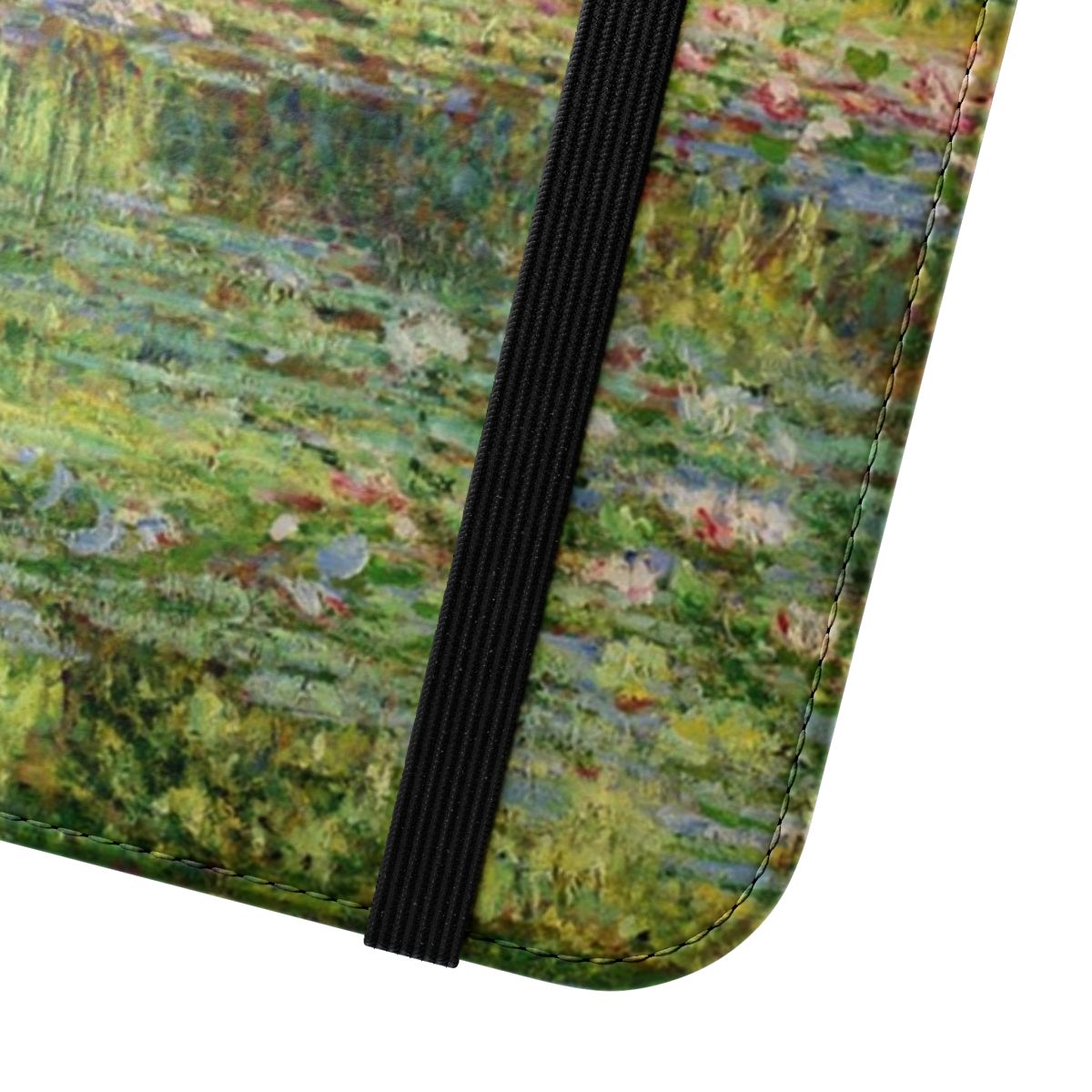 Impressionist-style phone case featuring Claude Monet's famous "Water Lily Pond" painting - Close Up