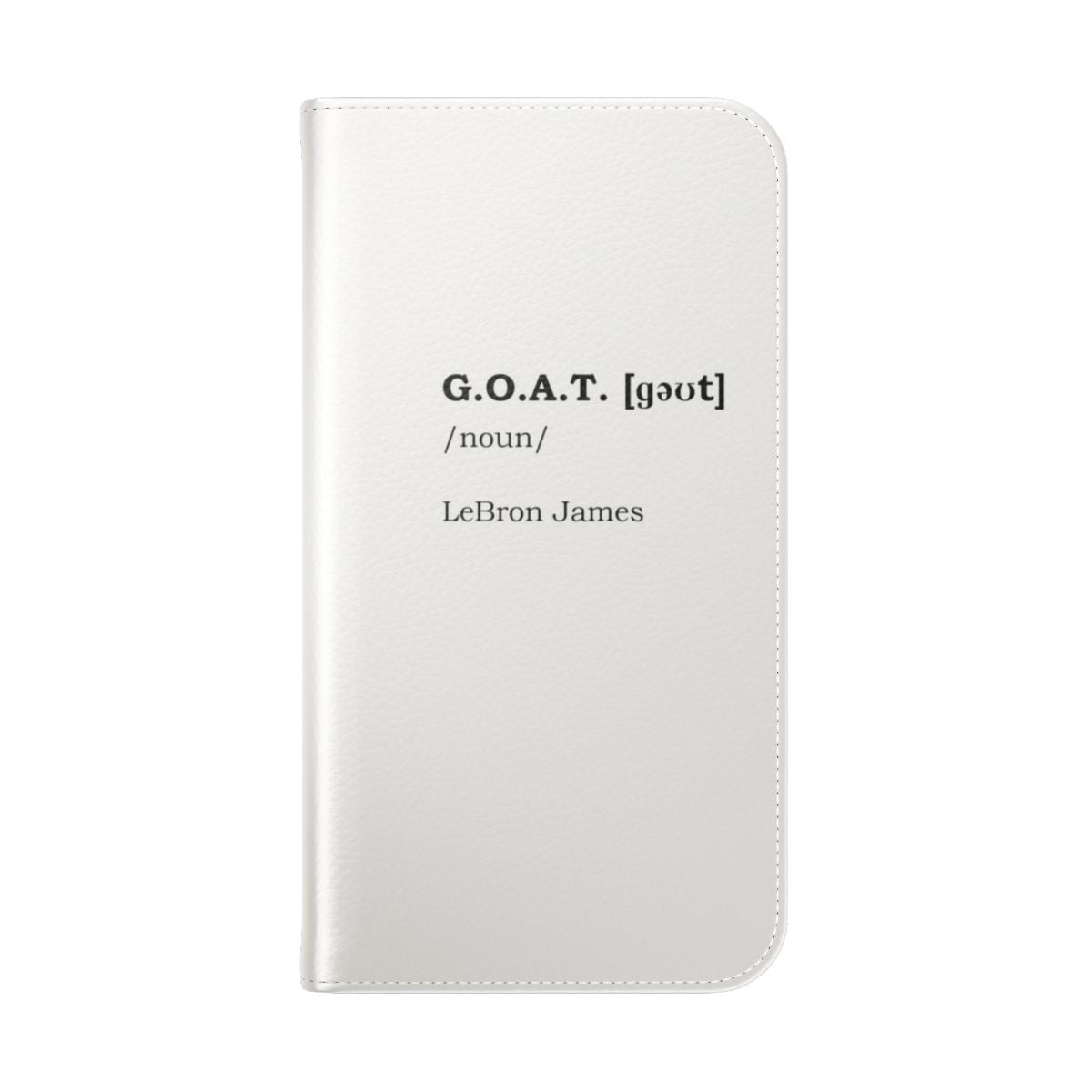 Basketball player phone case with GOAT design featuring LeBron James - Folded Back