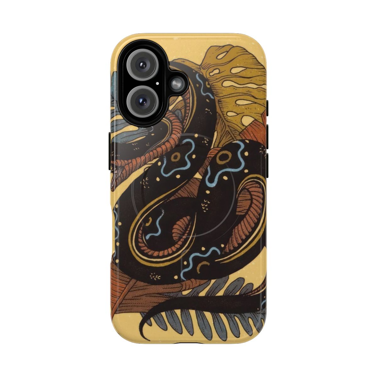 Snake-themed magnetic tough phone case designed by artist Pedro Correa