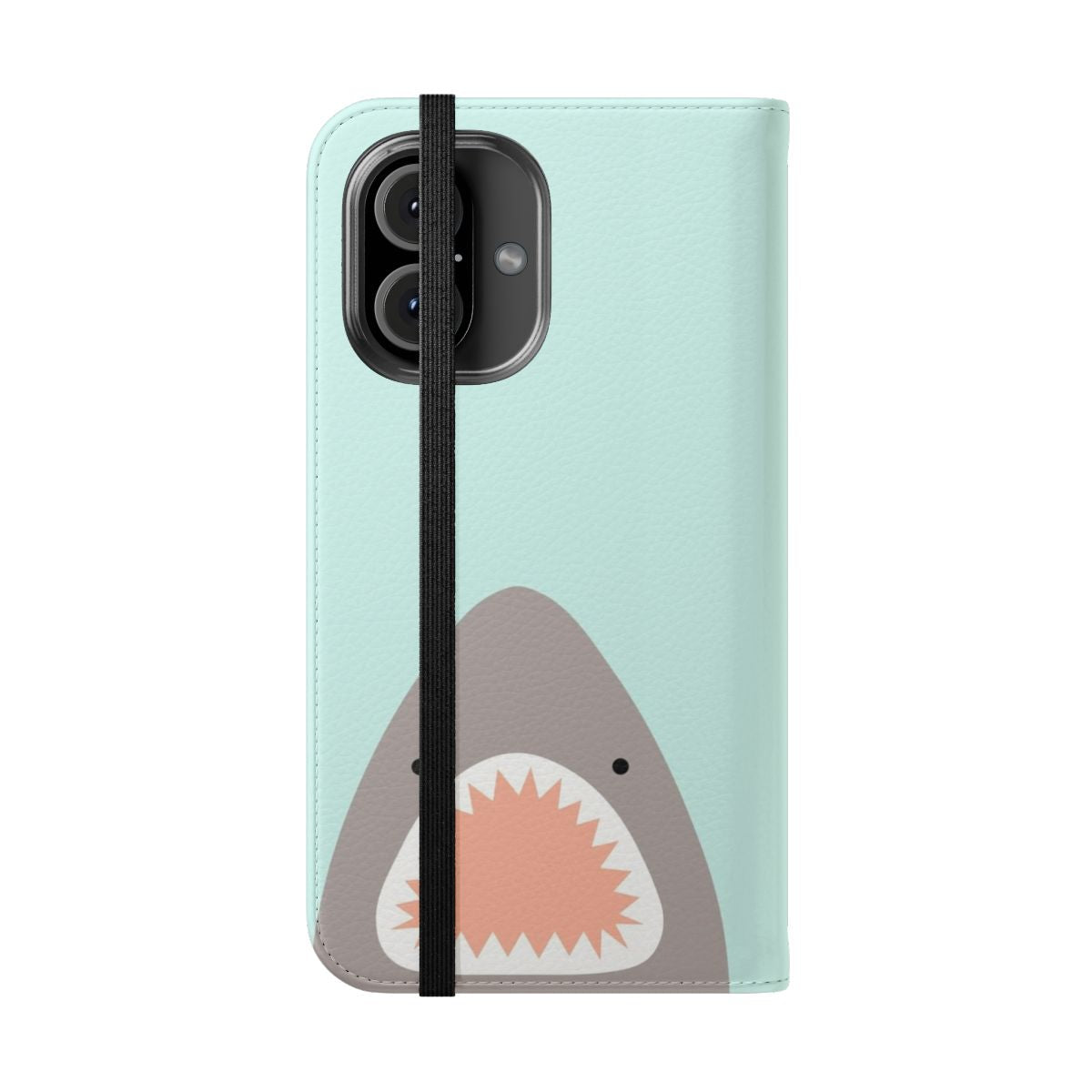 Colorful shark pattern phone case with a playful, nature-inspired design. - Folded Front