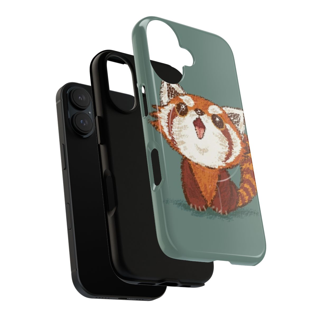 Vibrant and whimsical phone case featuring a hand-drawn red panda design - Layers