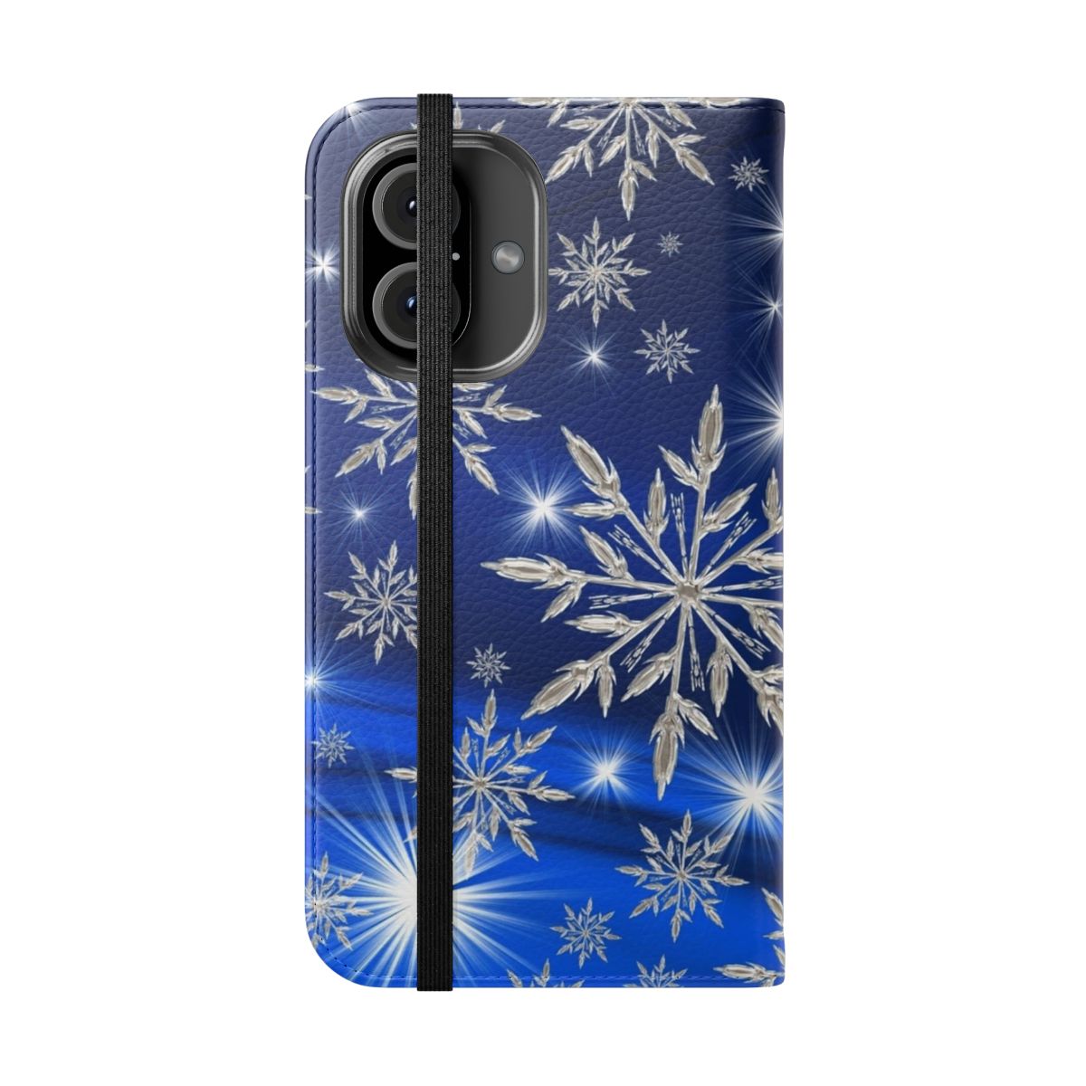 Snowflake pattern phone case cover in winter and holiday design - Folded Front