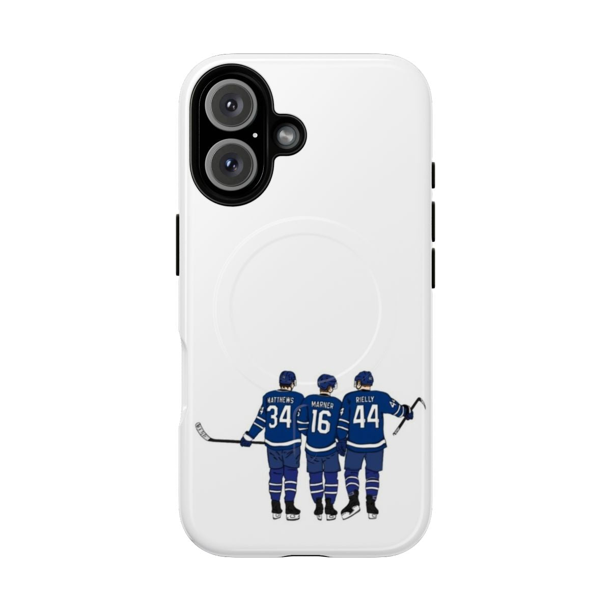 Customizable Toronto Maple Leafs phone case featuring Matthews, Marner, and Rielly