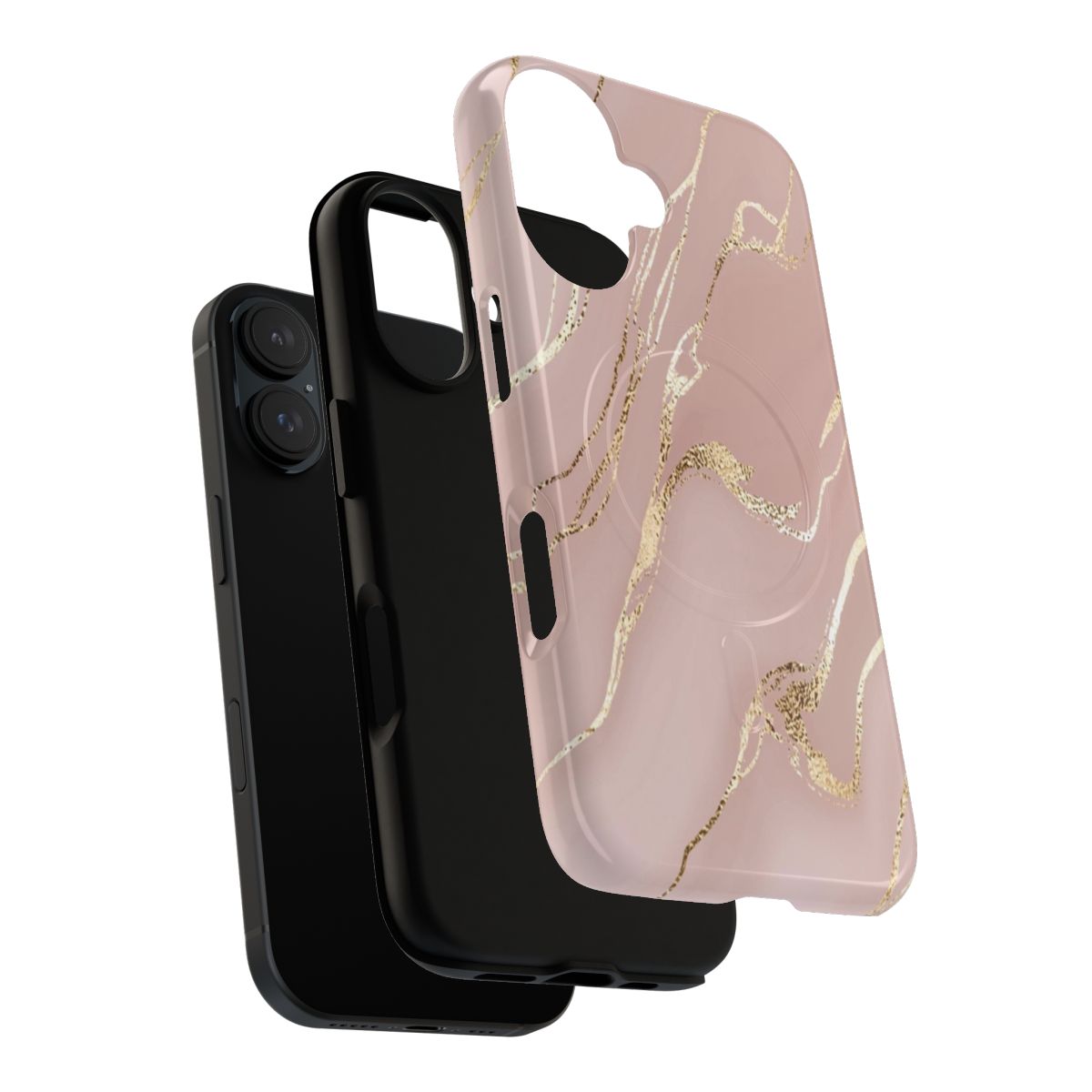 Rose gold marble pattern tough phone case - Layers