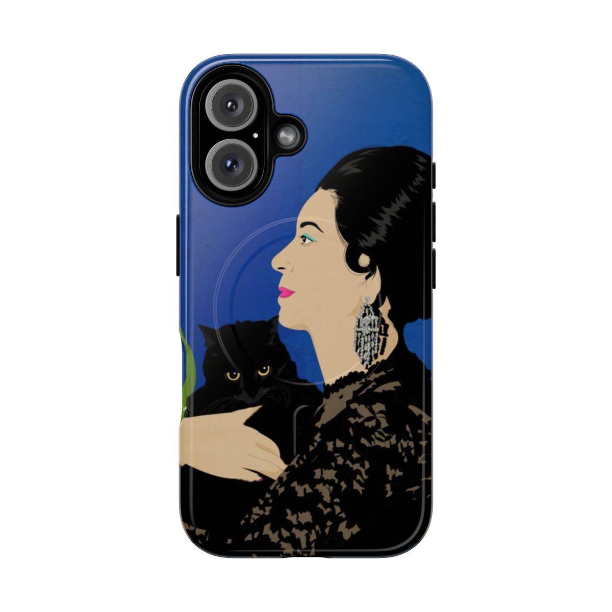 Retro magnetic tough phone case featuring a design inspired by the beloved cat of legendary Arab singer Umm Kulthum.