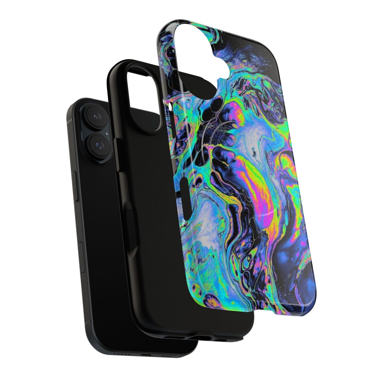 Vibrant abstract art design phone case with fluid, marble, and psychedelic elements - Layers