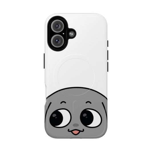 Magnetic tough phone case with Kkamang dog design