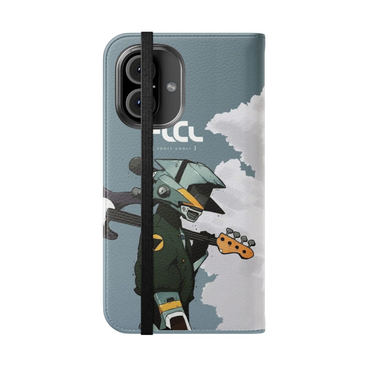 Anime-inspired flip phone case featuring Canti from the FLCL series - Folded Front