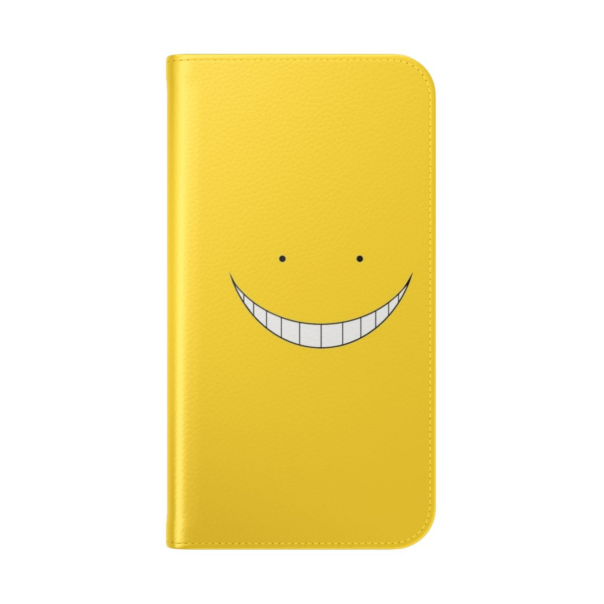 Assassination Classroom-inspired flip cover phone case with characters Korosensei, Karma Akabane, and Nagisa Shiota. - Folded Back