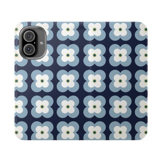 Vintage floral pattern phone case in navy blue and french blue