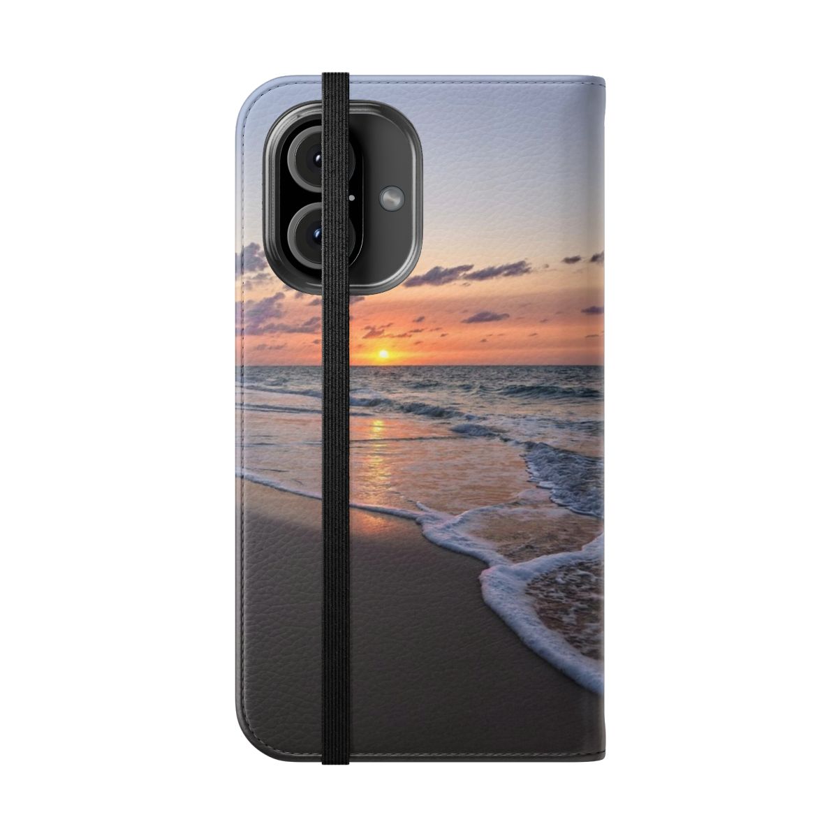 Colorful tropical beach sunset landscape on a phone case cover - Folded Front