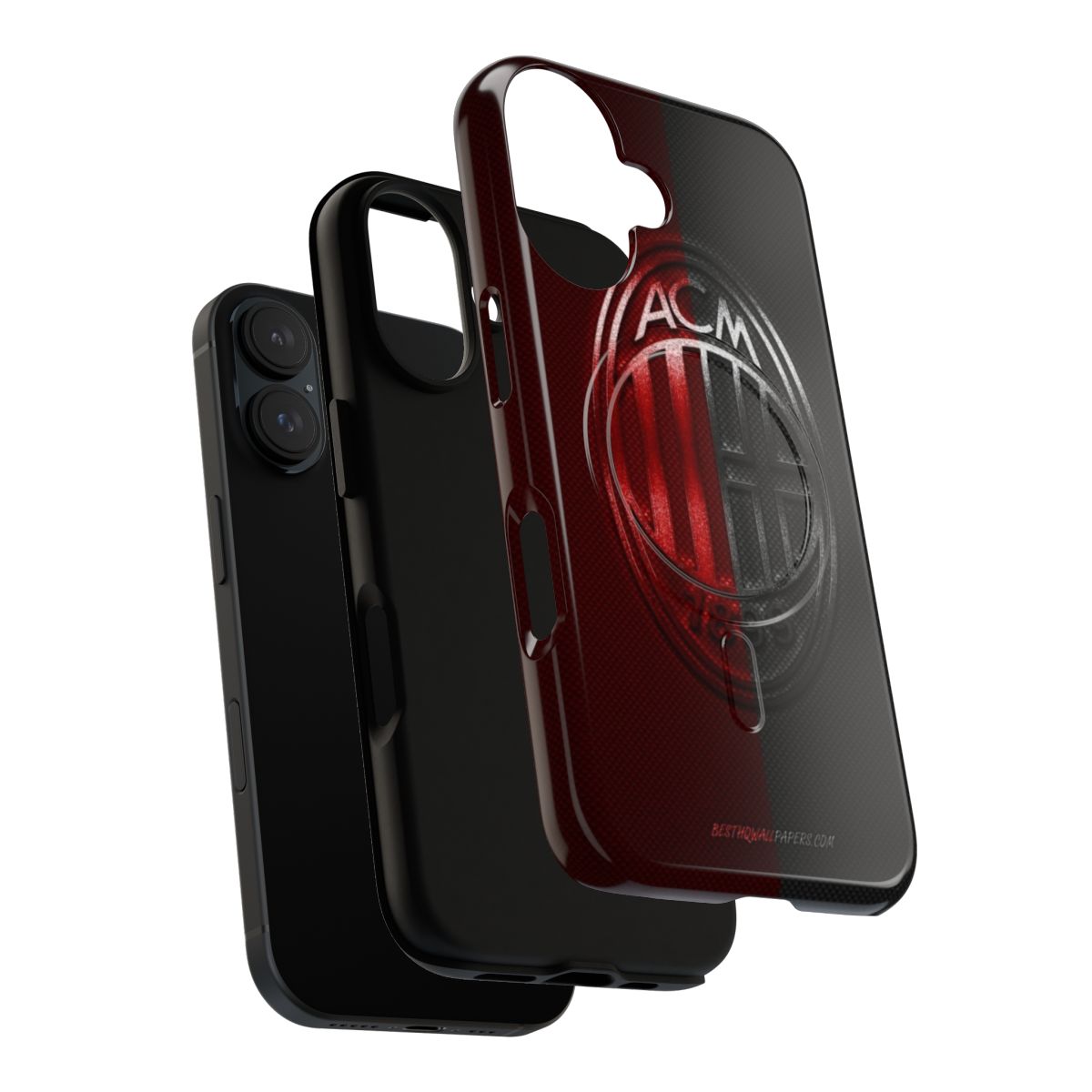 Magnetic tough phone cases featuring the colors and logos of AC Milan football club. - Layers