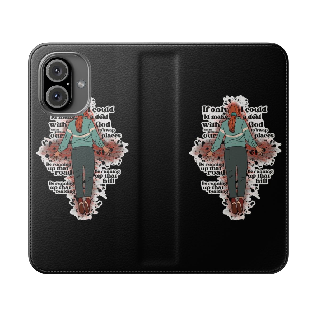 Stranger Things inspired flip cover phone case with Vecna, Max, and Upside Down imagery