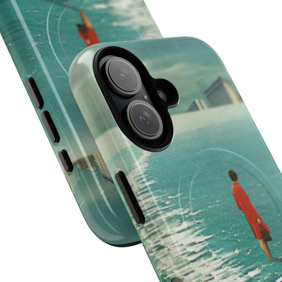 Vintage collage phone case with dreamy city and landscape imagery - Detail