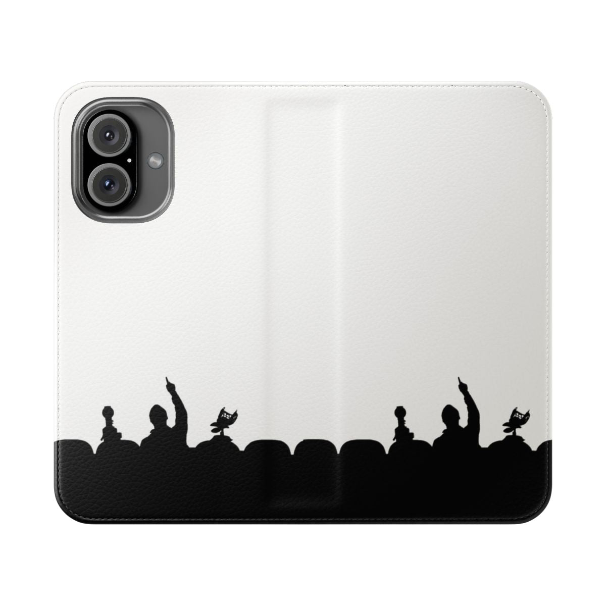 Stylized silhouette design of the cast from the popular sci-fi comedy TV series Mystery Science Theater 3000 on a phone case