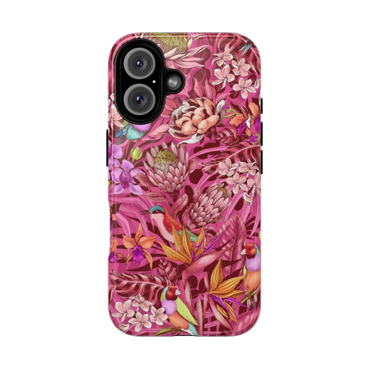 Colorful tropical floral phone case with magnetic tough design