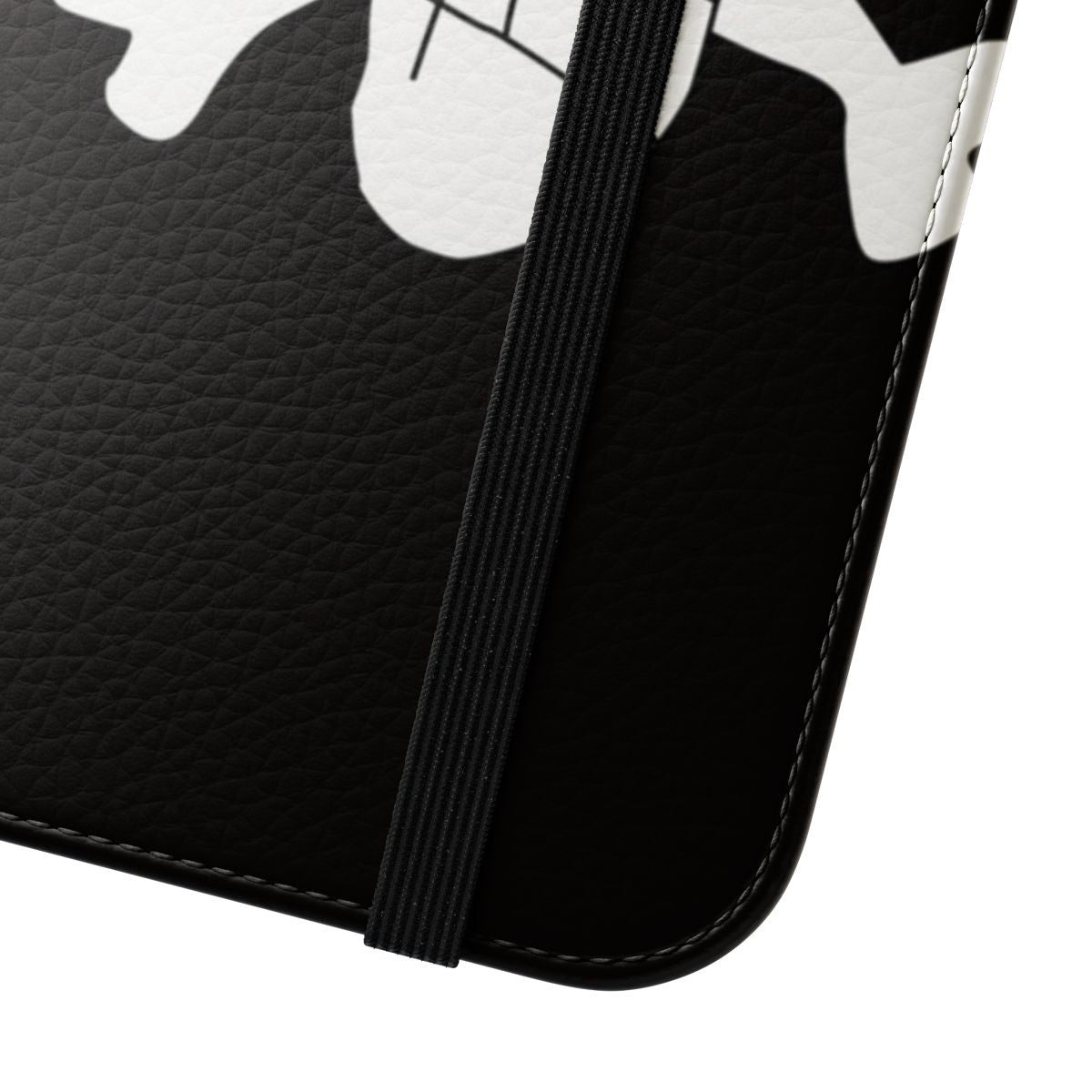 Flip cover phone case featuring the iconic One Piece logo designed by Luffy - Close Up