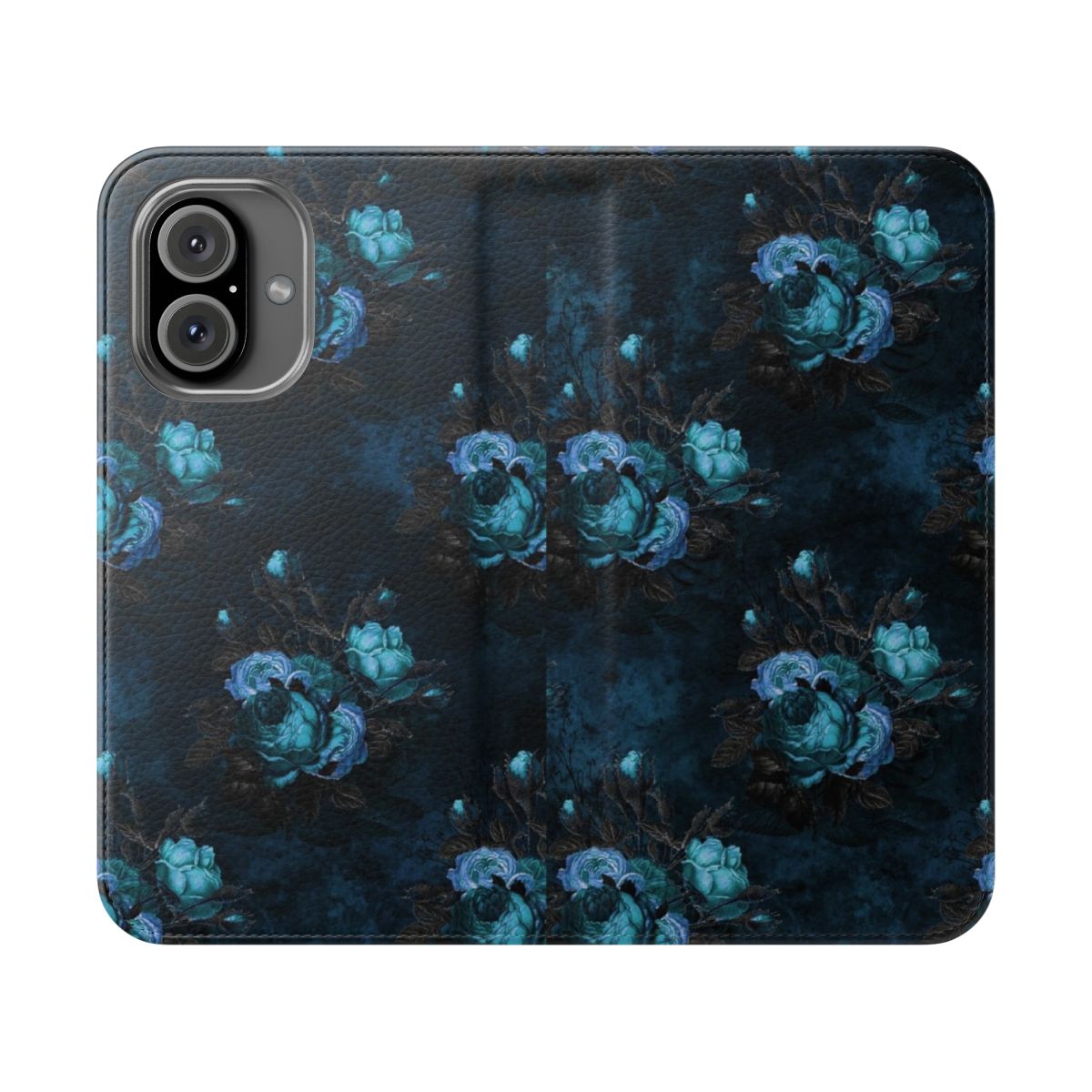 Flip case with a spooky skull and bat pattern design