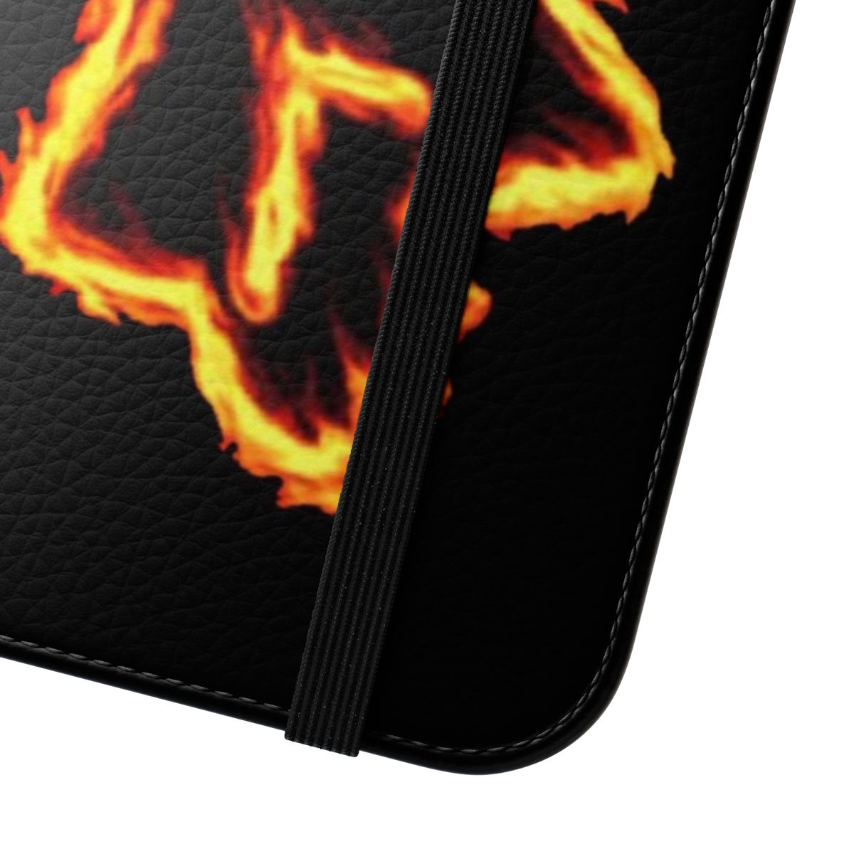 Stylish phone case cover with a fiery fox head graphic design - Close Up