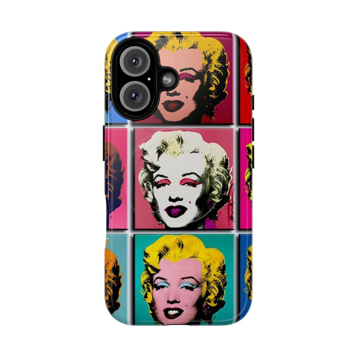 Vibrant abstract art deco design featuring Marilyn Monroe on a protective phone case.