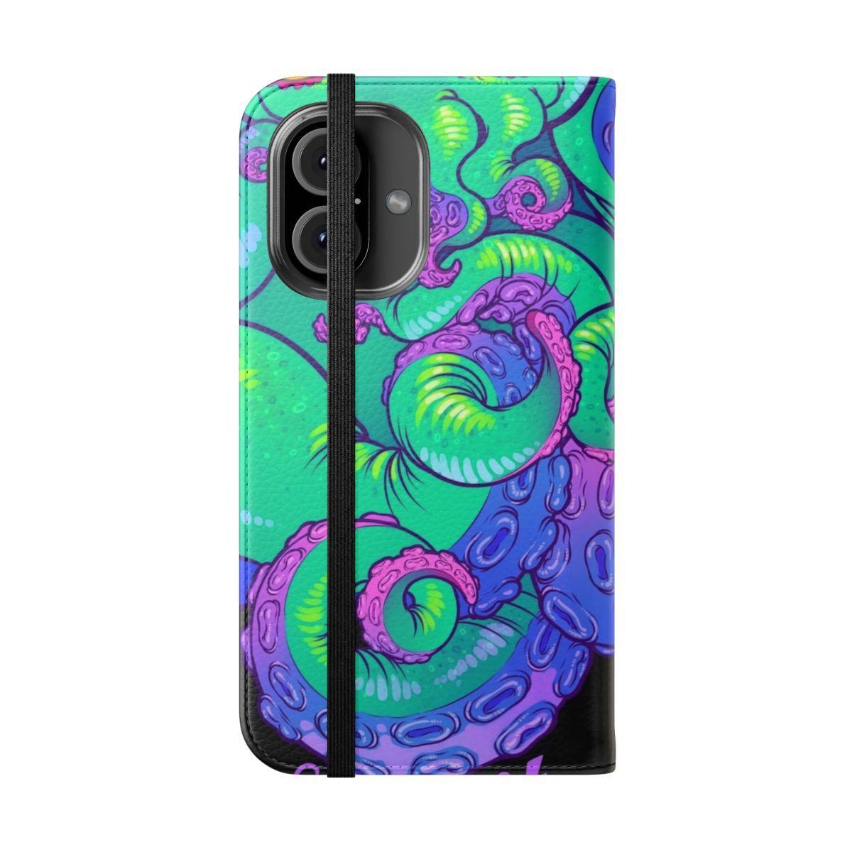 Cthulhu monster inspired tentacle print phone case - Folded Front