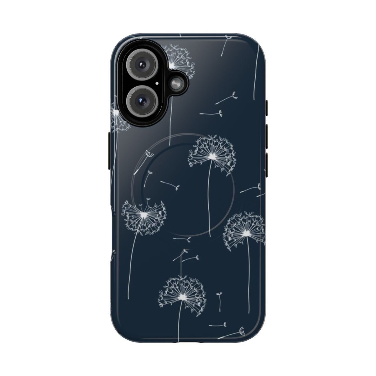 Floral pattern of dandelions on a phone case