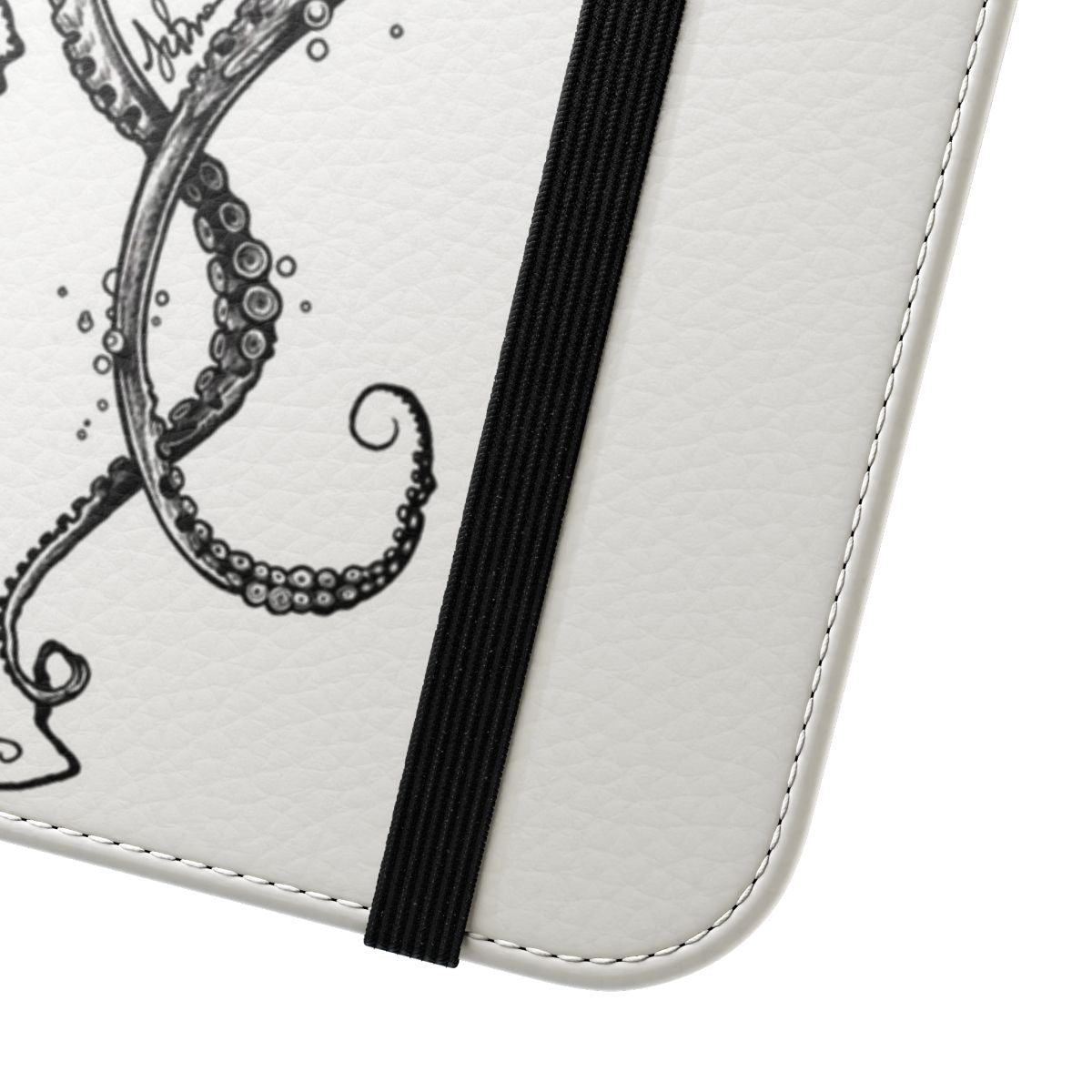 Artistic black and white octopus tentacle design phone case - Close Up