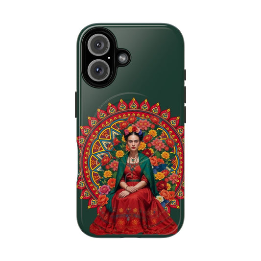 Vibrant floral mandala phone case inspired by the iconic Mexican artist Frida Kahlo