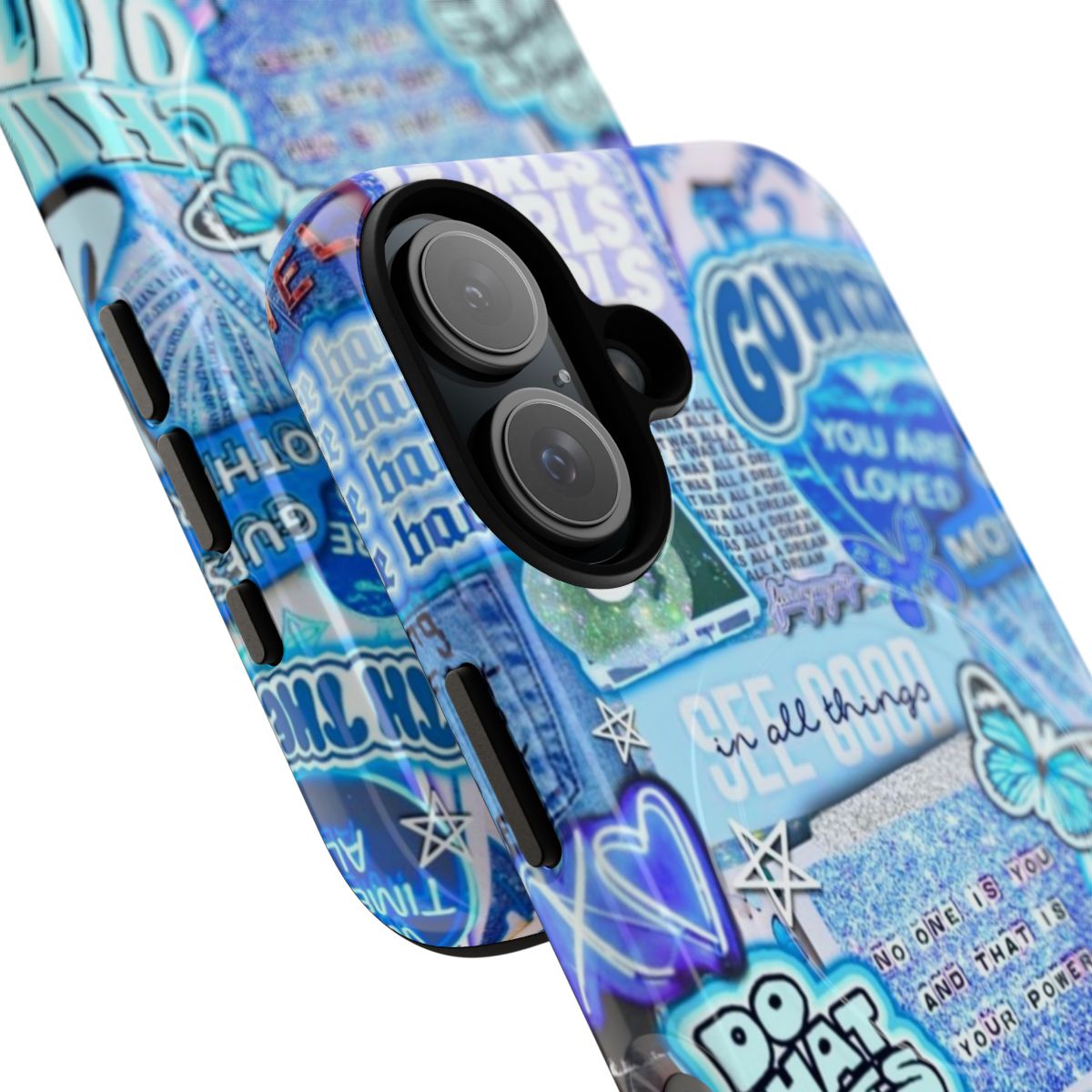 Magnetic phone case in a cool blue "chiller blues" color - Detail