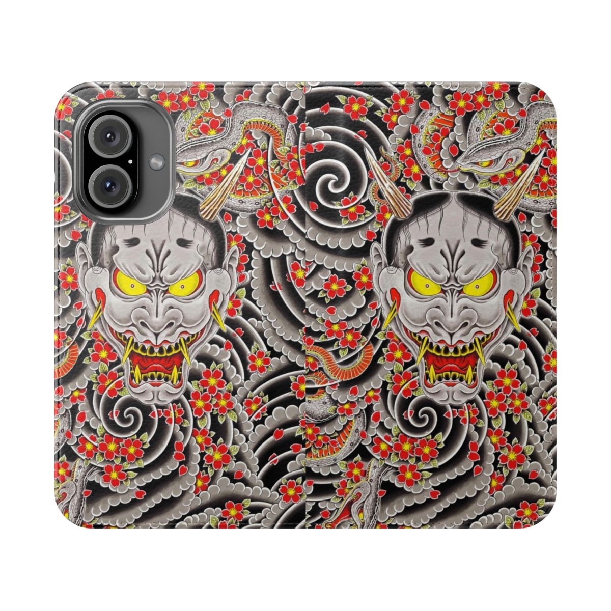 Hannya Demon Flip Cover Phone Case for Yakuza 0 Enthusiasts