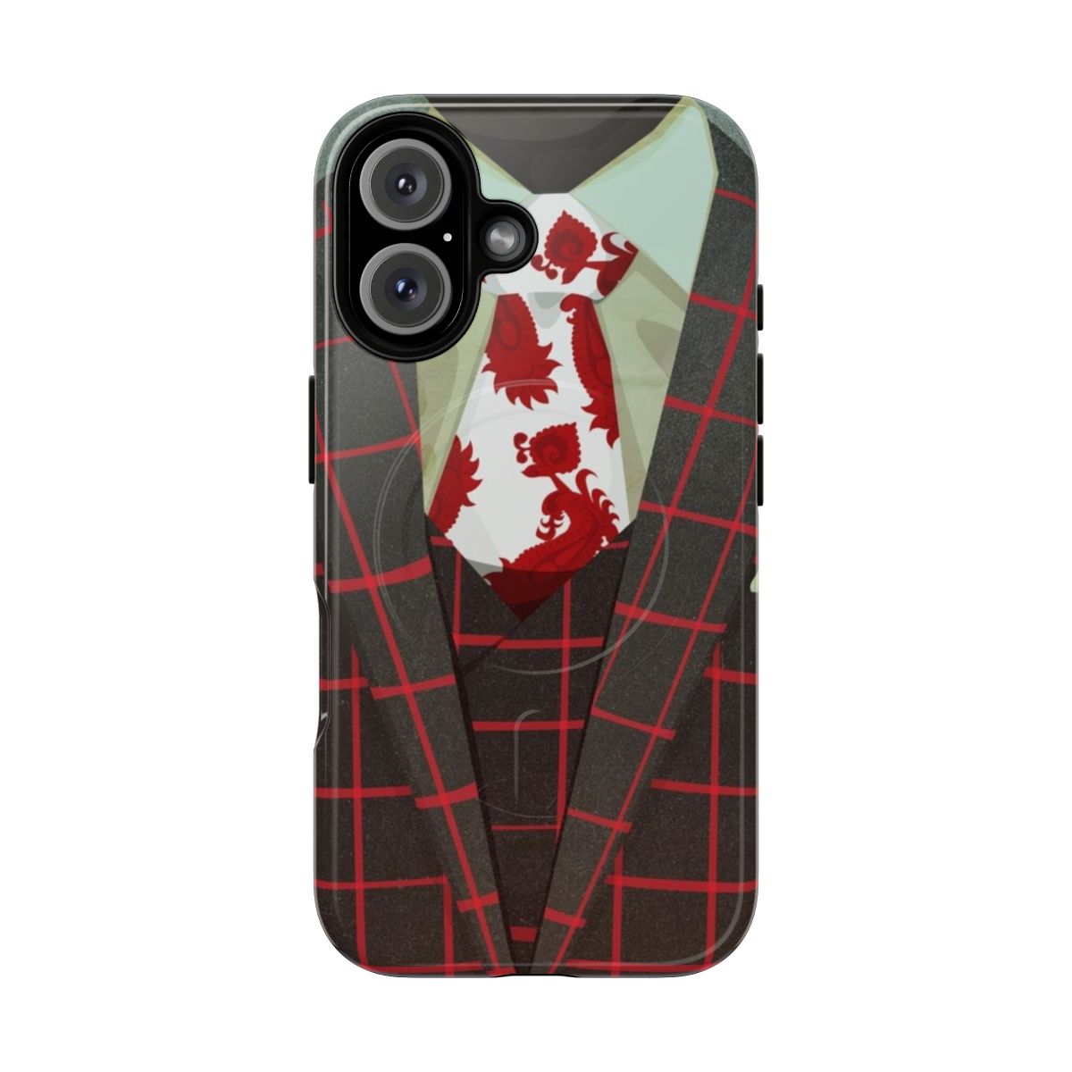 Hannibal-inspired magnetic tough phone case with a fashionable tie design