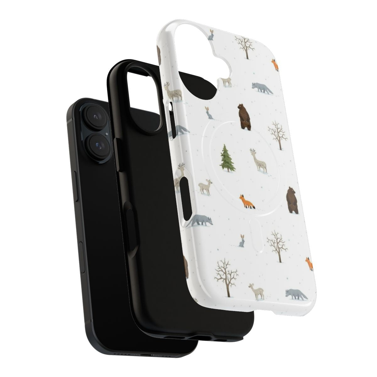 Winter forest animals pattern magnetic tough phone case - Layers