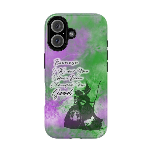 Friendship-inspired phone case featuring characters from the Broadway musical Wicked